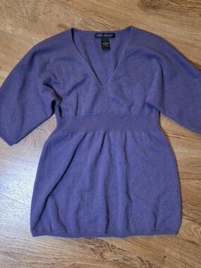 Revolve Elena Solano Purple Cashmere Short Sleeve Sweater